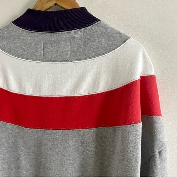 bdg Crew Neck Grey Purple Colour Block Casual Baggy Sweater - Picture 10 of 15